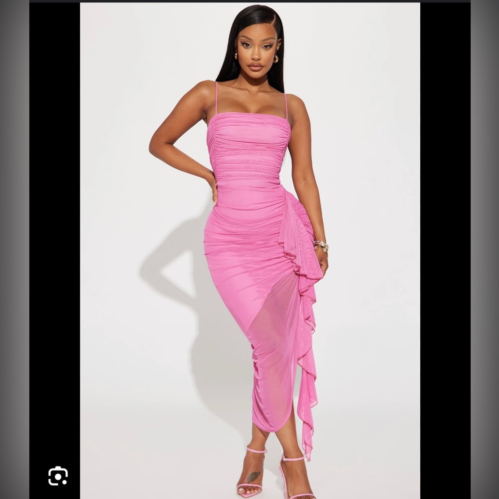 Fashion Nova Pink Ruched Dress